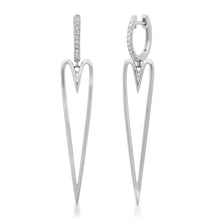 Elongated Happy Heart Diamond Drop Huggie Hoops