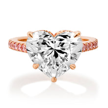Lab Grown Diamond Heart Statement Ring with Pink Diamond Band