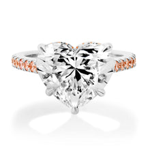 Lab Grown Diamond Heart Statement Ring with Pink Diamond Band
