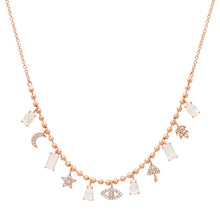Lucky Moonstone & Diamond Icon Dangle Necklace