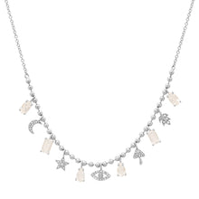 Lucky Moonstone & Diamond Icon Dangle Necklace