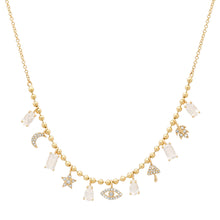 Lucky Moonstone & Diamond Icon Dangle Necklace