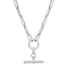 Bold Paperclip Chain Necklace with Diamond Toggle Lariat