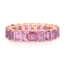 Emerald Cut Pink Sapphire Ring Eternity Band Ring