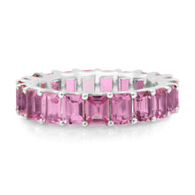 Emerald Cut Pink Sapphire Ring Eternity Band Ring