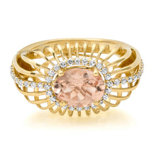 Caged Oval Morganite Statement Dome Ring