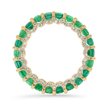 Emerald Cut Gemstone Eternity Band Ring with Diamond Crown