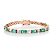 Alternating Emerald & Diamond Illusion Eternity Bracelet