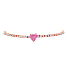 Pink Sapphire Heart Diamond Tennis Bracelet
