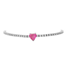 Pink Sapphire Heart Diamond Tennis Bracelet