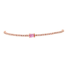 Emerald Cut Pink Sapphire & Diamond Tennis Bracelet