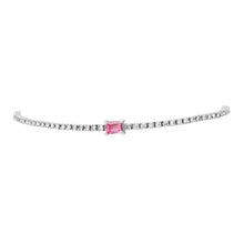 Emerald Cut Pink Sapphire & Diamond Tennis Bracelet