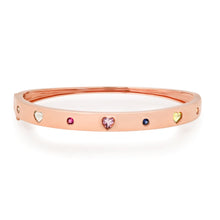 Mixed Sapphire & Diamond Heart Bangle Bracelet