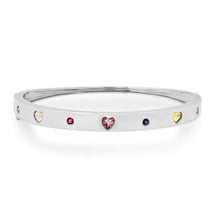 Mixed Sapphire & Diamond Heart Bangle Bracelet