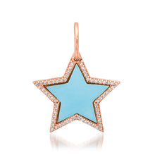 Mother of Pearl or Turquoise & Diamond Star Charm