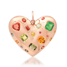 Gold & Scattered Gemstone Chunky Heart Charm