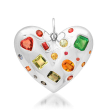 Gold & Scattered Gemstone Chunky Heart Charm