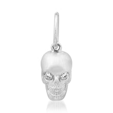 Brushed Satin Gold Skull Charm with Diamond Eyes