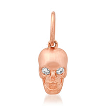 Brushed Satin Gold Skull Charm with Diamond Eyes