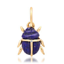 Gemstone Scarab Charm Pendant with Diamond Accent