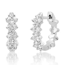 Stacked Prong Set Diamond Huggie Hoop Earrings