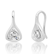 Gold Trillion Drop Earrings with Round Diamonds