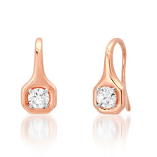 Gold Cushion Drop Earrings with Round Diamonds