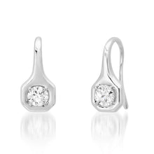 Gold Cushion Drop Earrings with Round Diamonds