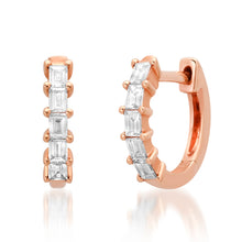 Elegant Diamond Baguette Huggie Hoop Earrings