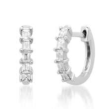 Elegant Diamond Baguette Huggie Hoop Earrings