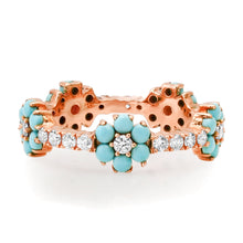 Diamond & Turquoise Daisy Eternity Band Ring