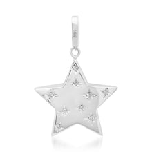 Double Sided Emerald & Pave Diamond Star Charm Pendant