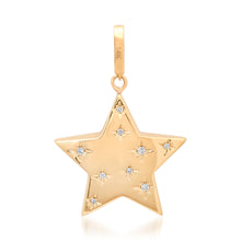 Double Sided Emerald & Pave Diamond Star Charm Pendant