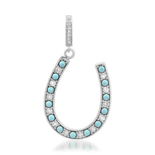 Lucky Lady Diamond & Turquoise Horseshoe Charm Pendant