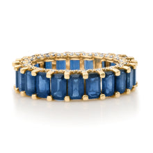 Emerald Cut Gemstone Eternity Band Ring with Diamond Crown