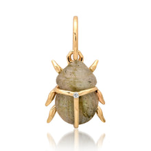 Gemstone Scarab Charm Pendant with Diamond Accent