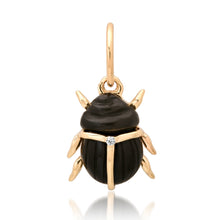 Gemstone Scarab Charm Pendant with Diamond Accent