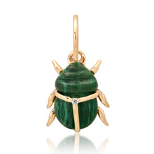 Gemstone Scarab Charm Pendant with Diamond Accent
