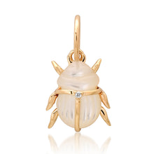 Gemstone Scarab Charm Pendant with Diamond Accent