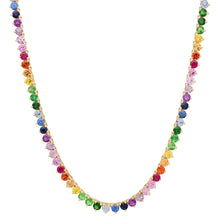 Rainbow Gemstone 1/2 Tennis Necklace