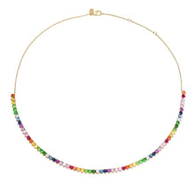 Rainbow Gemstone 1/2 Tennis Necklace
