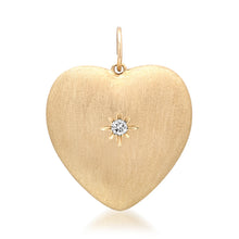 Satin Gold & Diamond Puffy Heart Charm