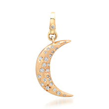 Satin Gold Black & White Diamond Double-Sided Puffy Crescent Moon Charm