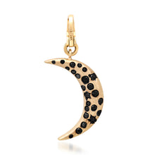 Satin Gold Black & White Diamond Double-Sided Puffy Crescent Moon Charm