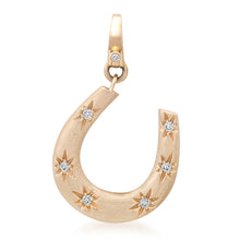 Brushed Satin Gold & Diamond Puffy Horseshoe Charm