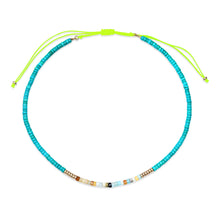 Petite Turquoise & Agate Adjustable Beaded Necklace with Gold Beads