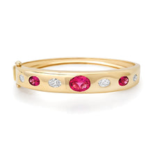 Pink Tourmaline & Diamond Statement Bangle Bracelet