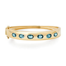 Oval Blue Zircon Bangle Bracelet