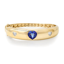 Tanzanite & Diamond Heart Statement Bangle Bracelet