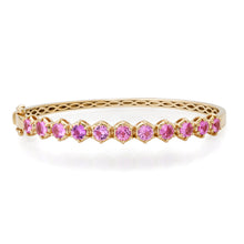 Edgy Hexagon Pink Sapphire Bangle Bracelet
